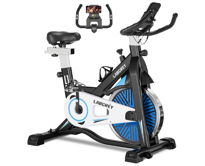 LABGREY Exercise Bike Indoor Cycling Bike with Heart Rate Sensor & Comfortable Seat